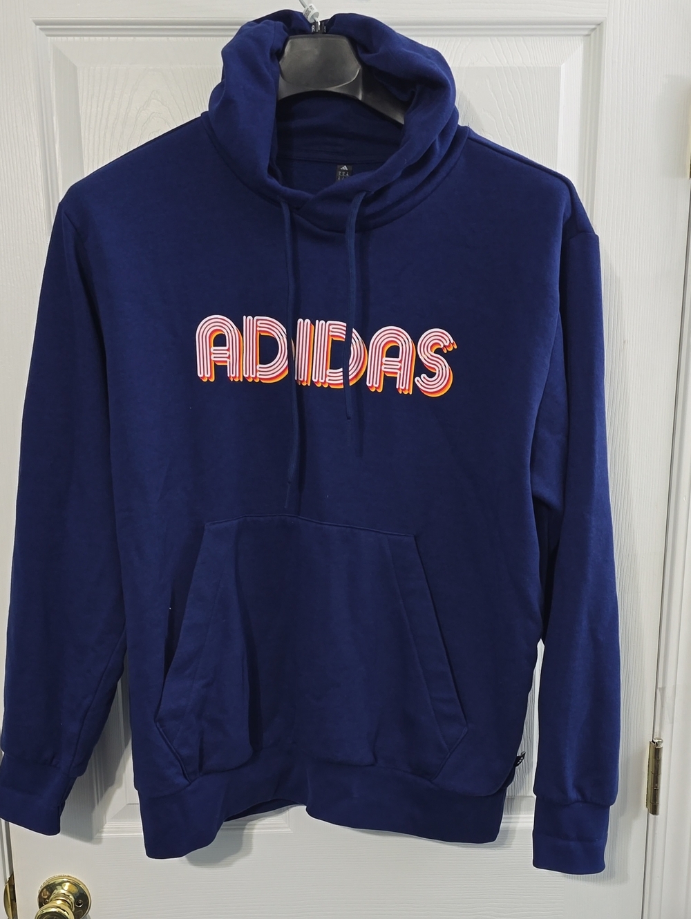 adidas Navy Pullover Hoodie with Multicolor Logo